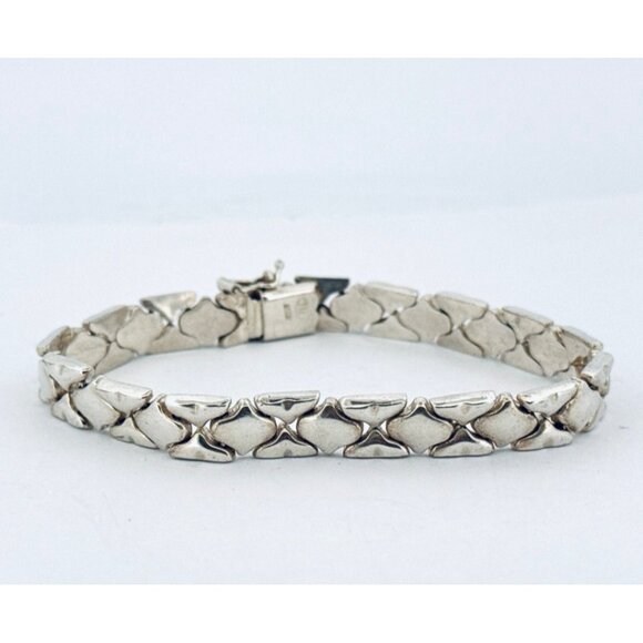 Estate Sterling Silver 925 Bracelet Italy 7” Link Design 17g Vintage Jewelry - Picture 1 of 11